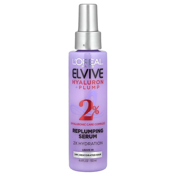 L'Oréal, Elvive, Hyaluron + Plump, Replumping Serum, Dry Dehydrated Hair, 4.4 fl oz (130 ml)
