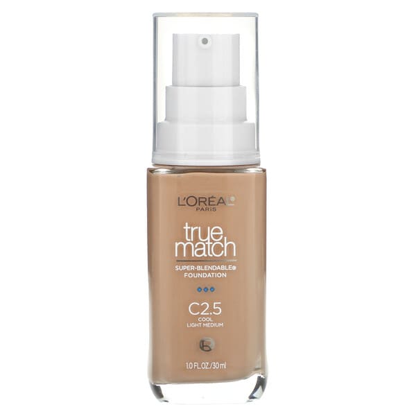L'Oréal, True Match รองพื้นแบบซูเปอร์เบลนด์เอเบิล C2.5 คูลไลท์มีเดียม ขนาด 1 ออนซ์ (30 มล.)