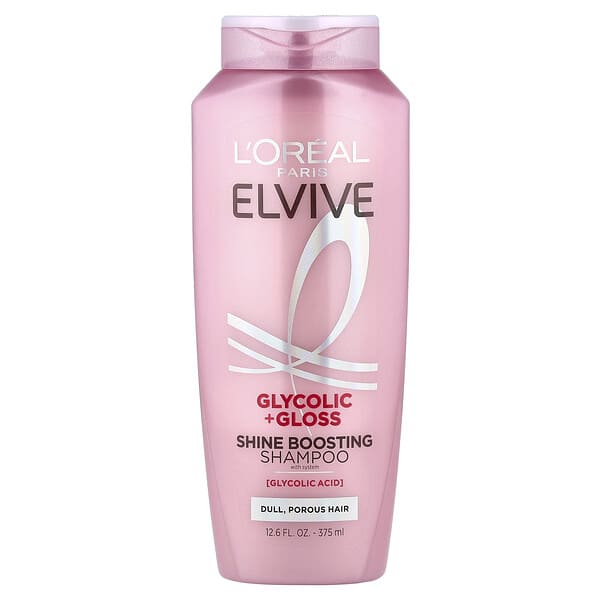 L'Oréal, Elvive, Glycolic + Gloss, Shine Boosting Shampoo With System, Dull, Porous Hair, 12.6 fl oz