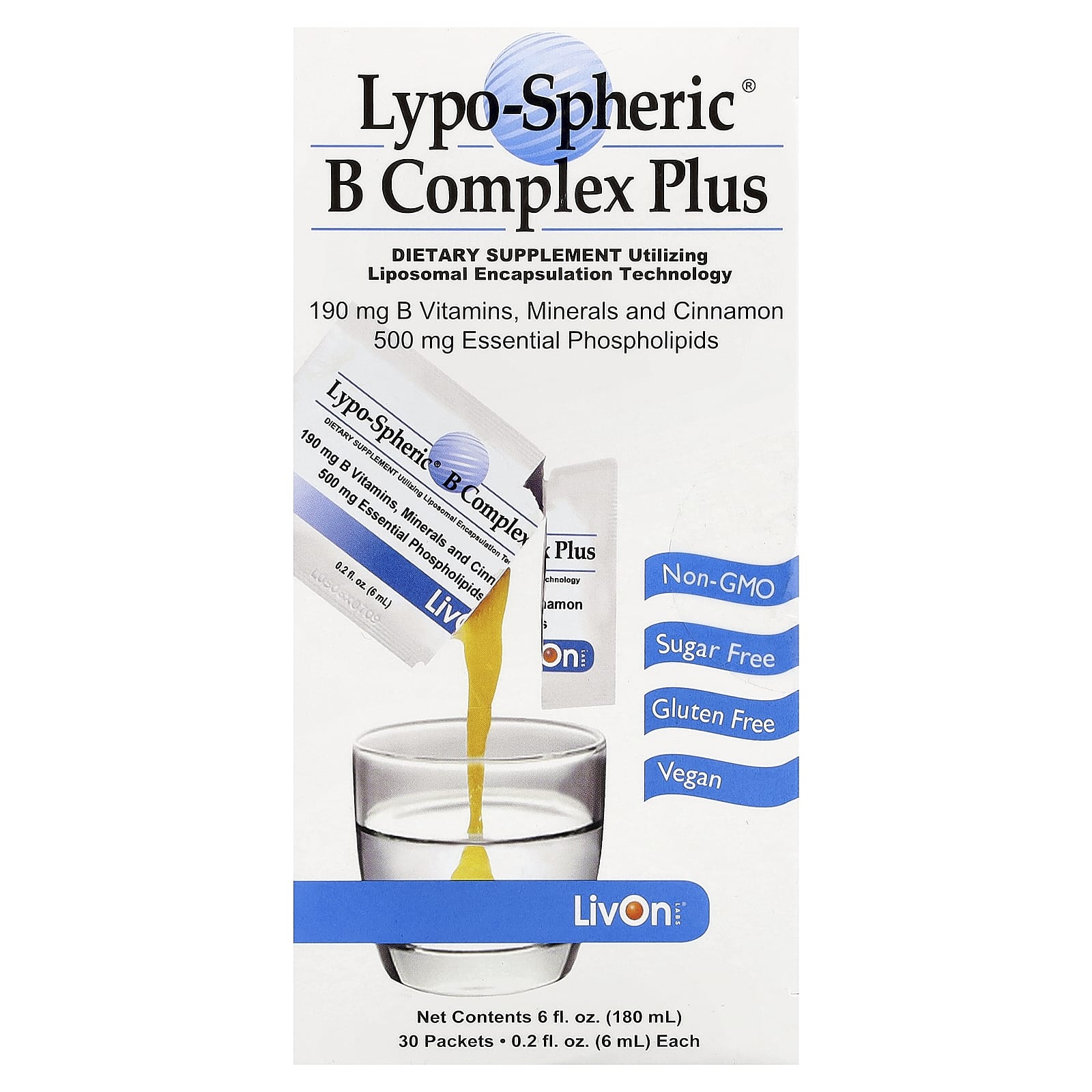 livon labs lypo spheric glutathione Lypo-Spheric® B-Complex Plus, 30 Packets, 0.2 fl oz (6 ml) Each