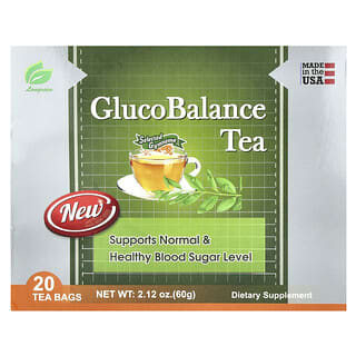 Longreen, GlucoBalance Tea, отборная джимнема, 20 чайных пакетиков, 60 г (2,12 унции)