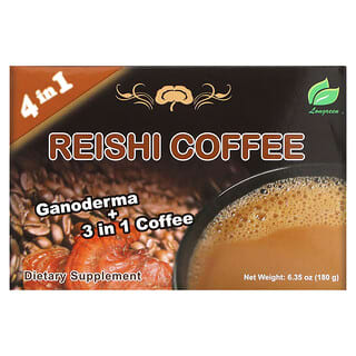 Longreen, قهوة فطر الريشي 4 في 1، 10 أكياس، 6.35 أونصة (180 جم)
