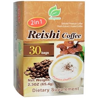 Longreen, Café Reishi 2 em 1, Cogumelo e Café Reishi, 30 Sachês, 65,4 g (2,3 oz) Cada