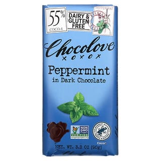 Chocolove, черный шоколад с перечной мятой, 55% какао, 90 г (3,2 унции)