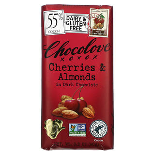 Chocolove, チェリー＆アーモンド入りダークチョコレート、カカオ55％、90g（3.2オンス）