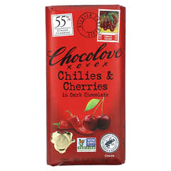 Chocolove, Chilies & Cherries in Dark Chocolate, 55% Cacao, 3.2 oz (90 g)