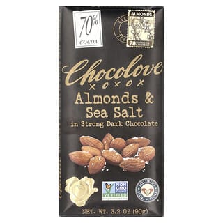 Chocolove, Amandes et sel de mer dans du chocolat noir fort, 70 % de cacao, 90 g