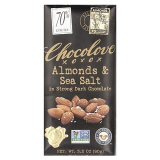 Chocolove, Almonds & Sea Salt in Strong Dark Chocolate, 70% Cocoa, 3.2 oz (90 g)