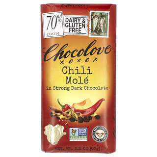 Chocolove, Chili Mole in Strong Dark Chocolate, 70% Cocoa, 3.2 oz (90 g)