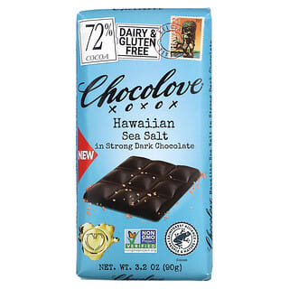 Chocolove, Hawaiian Sea Salt in Strong Dark Chocolate, 72% Cocoa, 3.2 oz (90 g)