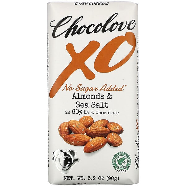 Chocolove‏, XO, Almonds & Sea Salt in 60% Dark Chocolate Bar, 3.2 oz (90 g)