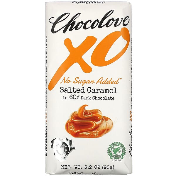 Chocolove‏, XO, חטיף קרמל מלוח בשוקולד מריר 60%, 90 גרם (3.2 אונקיות)