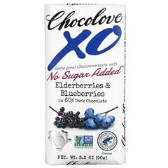 Chocolove, XO、エルダーベリー＆ブルーベリー入り60％ダークチョコレート、90g（3.2オンス）