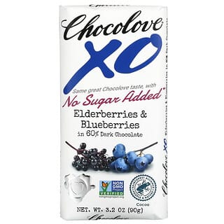 Chocolove, XO, Holunderbeeren und Heidelbeeren in 60% dunkler Schokolade, 90 g (3,2 oz.)