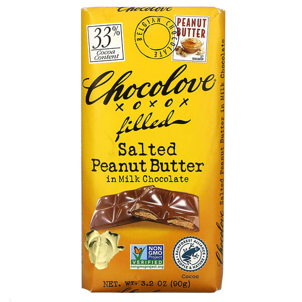 Chocolove‏, Salted Peanut Butter in Milk Chocolate, 33% Cocoa, 3.2 oz (90g )