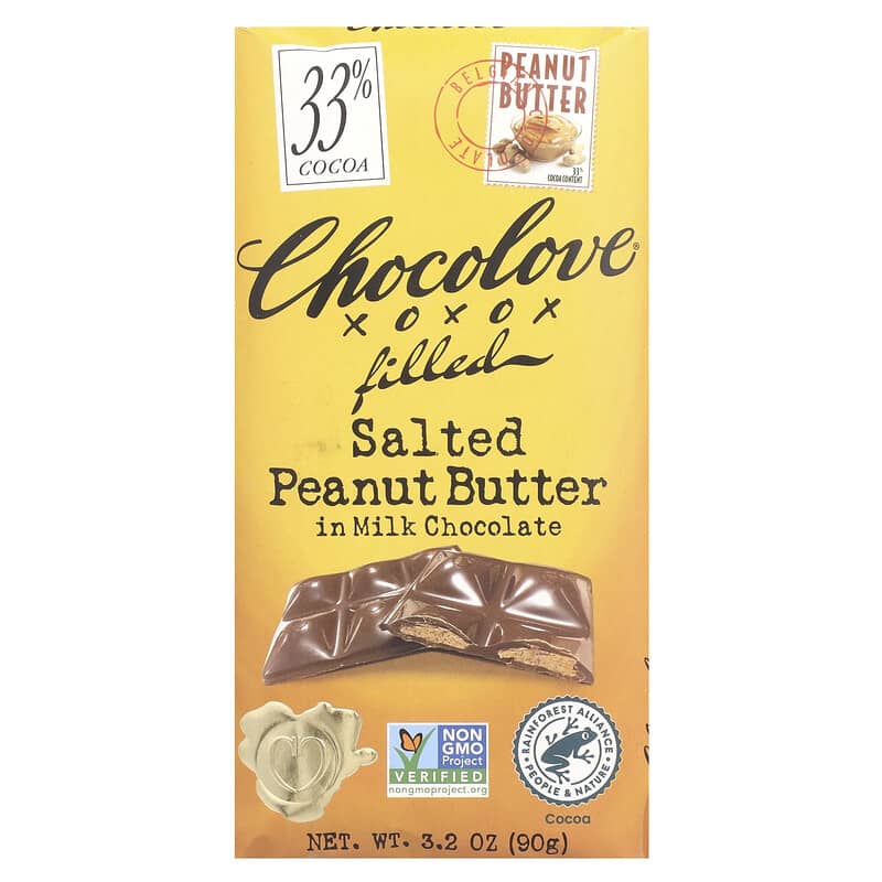 塩ピーナッツバター入りミルクチョコレート、カカオ33%、90g 塩ピーナッツバター入りミルクチョコレート、カカオ33%、90g