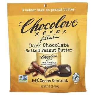 Chocolove, Chocolate negro relleno, Mantequilla de maní salada, 54 % cacao, 100 g (3,5 oz)