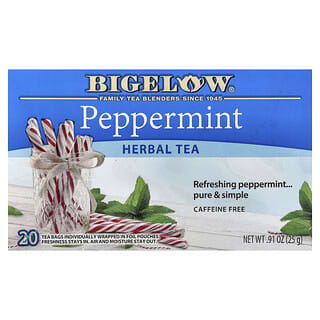 Bigelow, Τσάι βοτάνων, μέντα, χωρίς καφεΐνη, 20 φακελάκια τσαγιού, 0,91 oz (25 g)