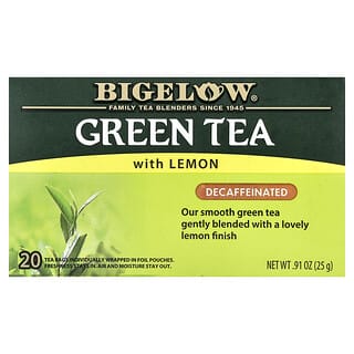 Bigelow, Green Tea with Lemon, Decaffeinated, 20 Tea Bags, 0.91 oz (25 g)