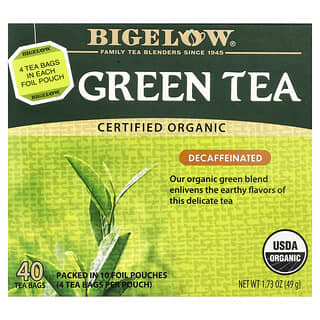 Bigelow, Βιολογικό Πράσινο Τσάι, Χωρίς Καφεΐνη, 40 Φακελάκια Τσαγιού, 1,73 oz (49 g)