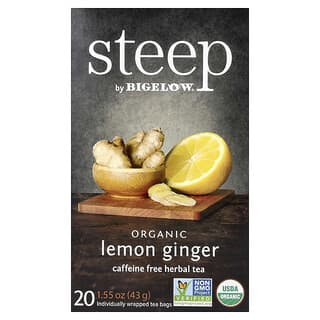 Bigelow, Steep, Té orgánico con limón y jengibre, 20 bolsitas de té, 43 g (1,55 oz)