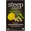 Steep, Organic Chamomile Citrus Herbal Tea, Caffeine Free, 20 Tea Bags, 1 oz (28 g)