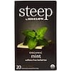 Steep, Organic Mint Herbal Tea, Caffeine Free, 20 Tea Bags, 1.41 oz (40 g)