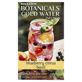بيغلو‏, Botanicals® منقوع الماء البارد ، شاي أعشاب ، خالٍ من الكافيين ، التوت الأزرق والريحان ، 18 كيس شاي ، 1.31 أونصة (37 جم)