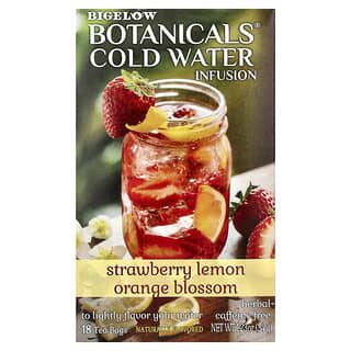 بيغلو‏, Botanicals® منقوع في الماء البارد ، بنكهة الفراولة وزهر الليمون والبرتقال ، خالٍ من الكافيين ، 18 كيس شاي ، 1.23 أونصة (34 جم)