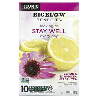 Bigelow, Benefits®, Teh Herba Kekal Sihat, Lemon & Echinacea, 10 Pod K-Cup®, 1.1 oz (32 g)