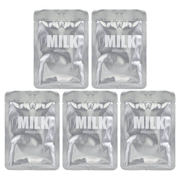 Lapcos, Set de mascarillas de belleza humectantes, Leche, 5 mascarillas, 30 ml (1,01 oz. líq.) cada una