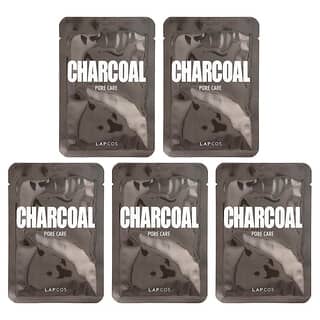 Lapcos, Charcoal Pore Care Sheet Beauty Mask Set, 5 Sheets, 0.84 fl oz (25 ml) Each