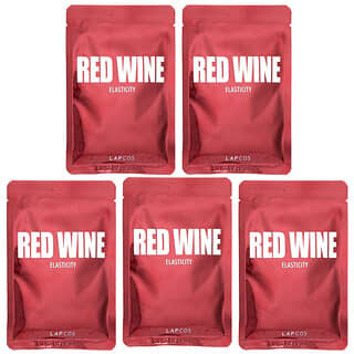 Lapcos, набір тканинних масок із червоним вином, еластичність, 5 шт. по 30 мл (1,01 рідк. унції)