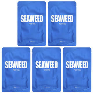 Lapcos, Zestaw masek kosmetycznych Seaweed, oczyszczający, 5 arkuszy po 25 ml