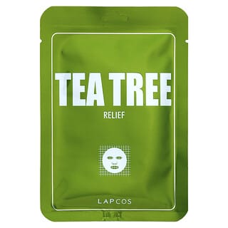 Lapcos, Mascarilla de belleza con árbol del té, Alivio, 1 lámina, 25 ml (0,84 oz. Líq.)