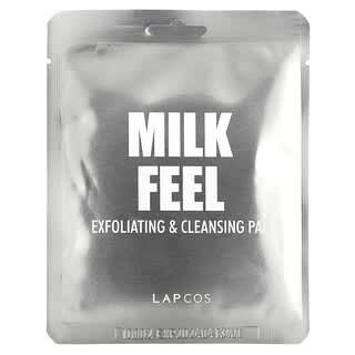 Lapcos, 牛奶感覺，去角質和清潔墊，5 片，每片 0.24 盎司（7 克）