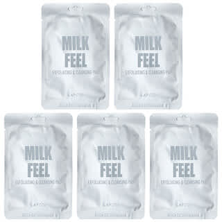 Lapcos, 牛奶感覺，去角質和清潔墊，5 片，每片 0.24 盎司（7 克）