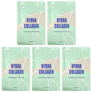 Lapcos, Hydra Collagen, Replenishing Hydra-Gel Neck Mask, 5 Sheets, 0.53 oz (15 g) Each