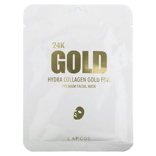 Lapcos, Hydra Collagen, 24K Gold Foil Premium Facial Beauty Mask, 1 Sheet, 0.88 oz (25 g)