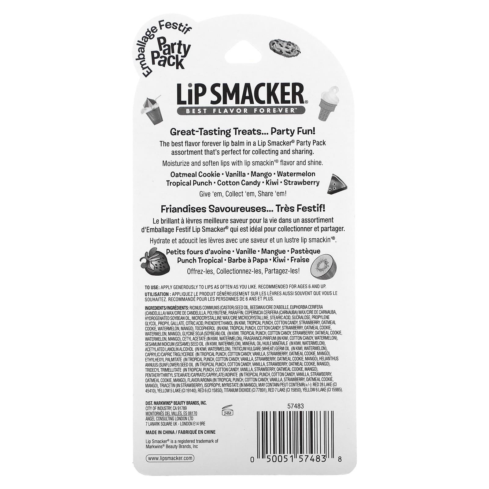 Lip Smacker Party Pack Lip Balm Assorted 8 Pack 014 Oz 4 G Each 