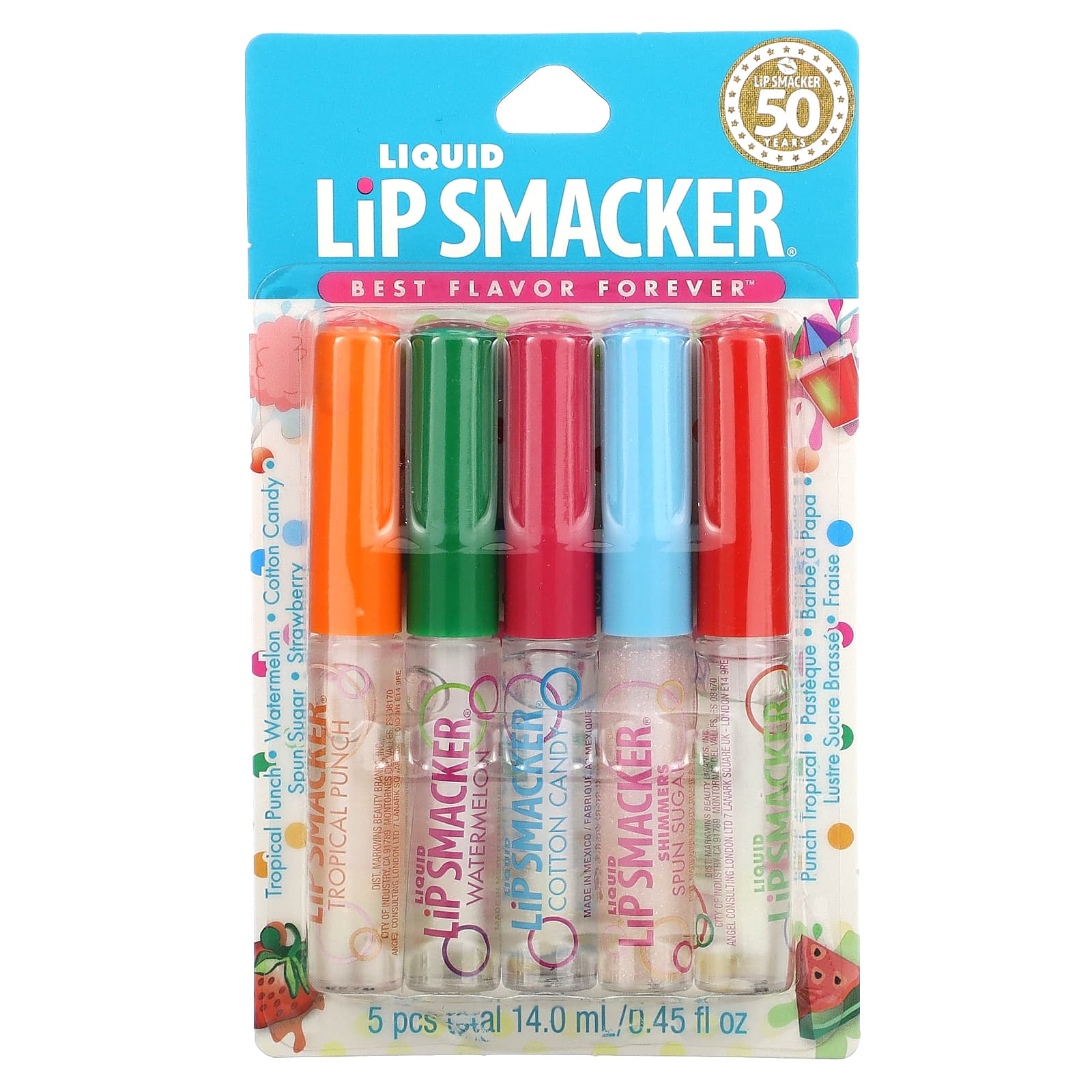 Lip Smacker, Liquid Lip Gloss, Veriety Pack, 5 Pack, 0.45 fl oz (14.0 ml)