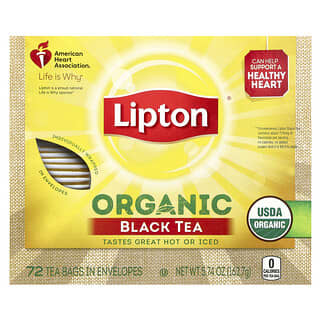 Lipton, Chá Preto Orgânico, 72 Saquinhos de Chá em Envelopes, 162,7 g (5,74 oz)