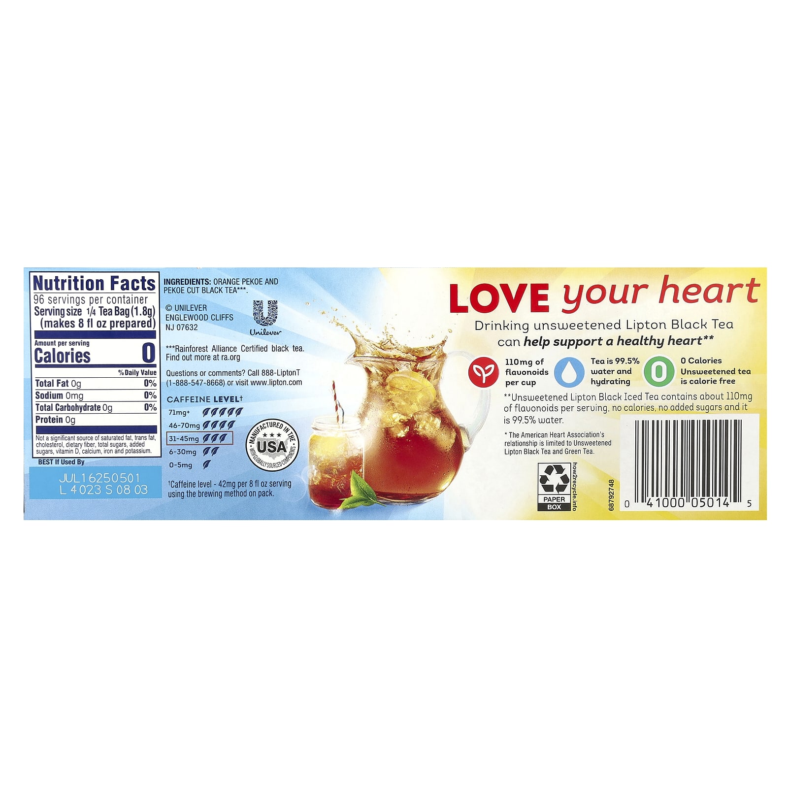 Lipton, Black Tea, Iced Tea, 24 Family Size Tea Bags, 6 oz (170 g)