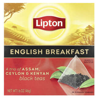 Lipton, Черный чай English Breakfast, 20 чайных пакетиков Pyramid, 46 г (1,6 унции)