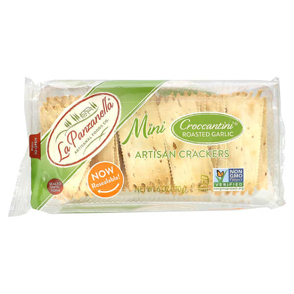 La Panzanella, Mini Croccantini Artisan Crackers, Roasted Garlic, 6 oz (170 g)