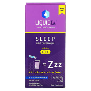 Liquid I.V., Sleep, Night Time Drink Mix, Blueberry Lavender,  10 Individual Stick Packs, 8.94 Each