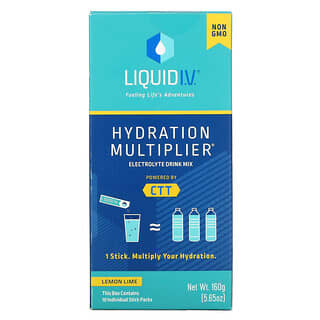 Liquid I.V., Hydration Multiplier, смесь для приготовления электролитов, лимон и лайм, 10 отдельных пакетиков по 16 г (0,56 унции)