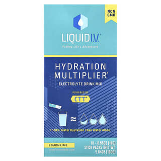 Liquid I.V., Hydration Multiplier®, Mezcla para preparar bebidas con electrolitos, Lima limón, 10 sobrecitos, 16 g (0,56 oz) cada uno