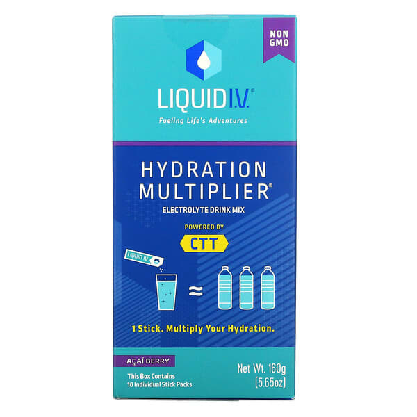 Liquid I.V., Hydration Multiplier, Electrolyte Drink Mix, Acai Berry,  10 Stick Packs, 0.56 oz (16 g) Each