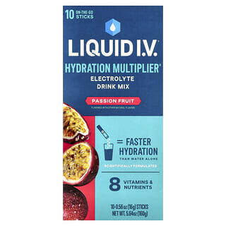Liquid I.V., Hydration Multiplier®, Mezcla para preparar bebidas con electrolitos, Maracuyá, 10 sobrecitos, 16 g (0,56 oz) cada uno